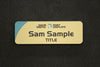Brushed gold plastic name badge, small tag format