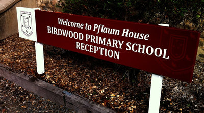 Free standing school sign 7 year vinyl with digital print on steel frame