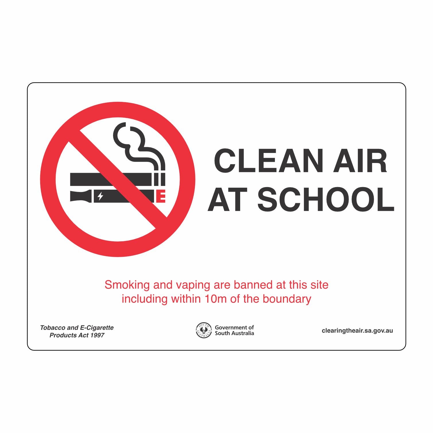 No Smoking No Vape School Signs A3 Clean Air for Kids  