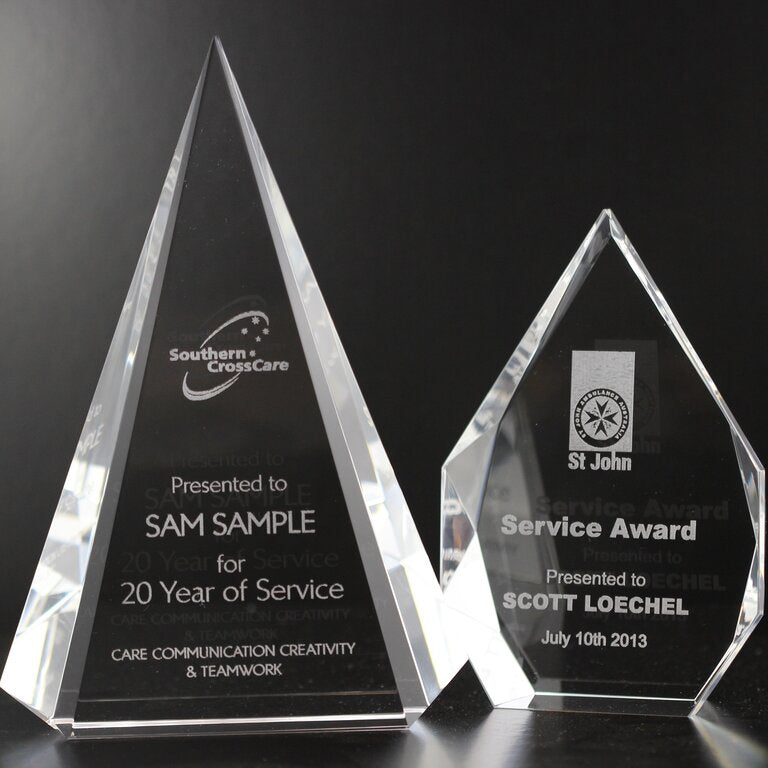 Laser engraved glass trophies 