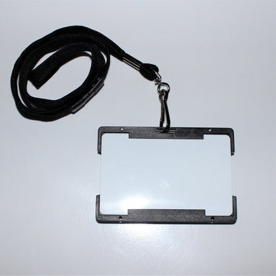 ID badge with hard card holder and black lanyard