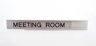 Door Name Plaque with one line of text 40mm high by 300mm Aluminium holder and engraved slide