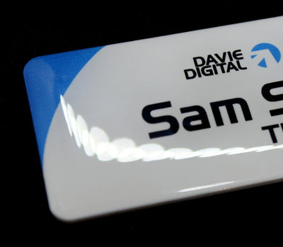 Additional acrylic doming for large name badges, giving a raised glossy finish
